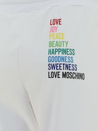 Love Moschino Chic White Cotton Pants with Rainbow Accents