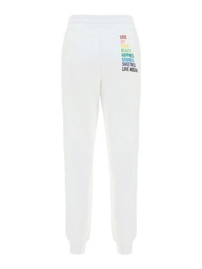 Love Moschino Chic White Cotton Pants with Rainbow Accents