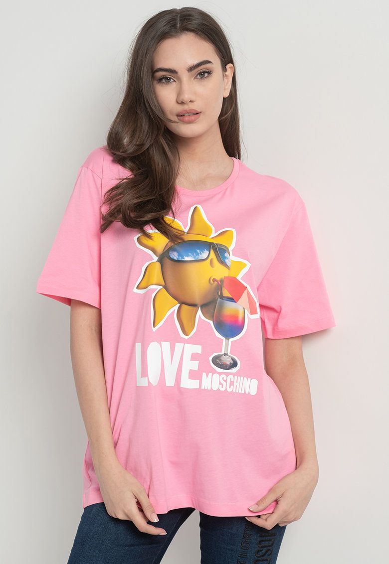 Love Moschino Chic Logo Print Stretch Cotton Tee