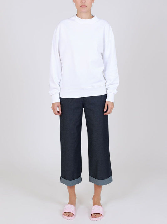 Love Moschino Chic Blue Cotton Trousers with Turn-Up Cuff