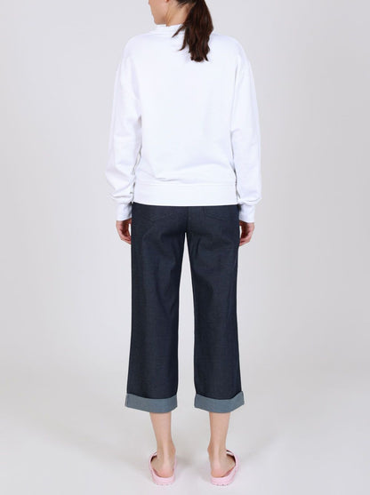Love Moschino Chic Blue Cotton Trousers with Turn-Up Cuff