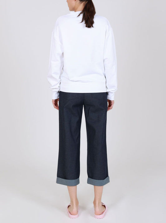 Love Moschino Chic Blue Cotton Trousers with Turn-Up Cuff