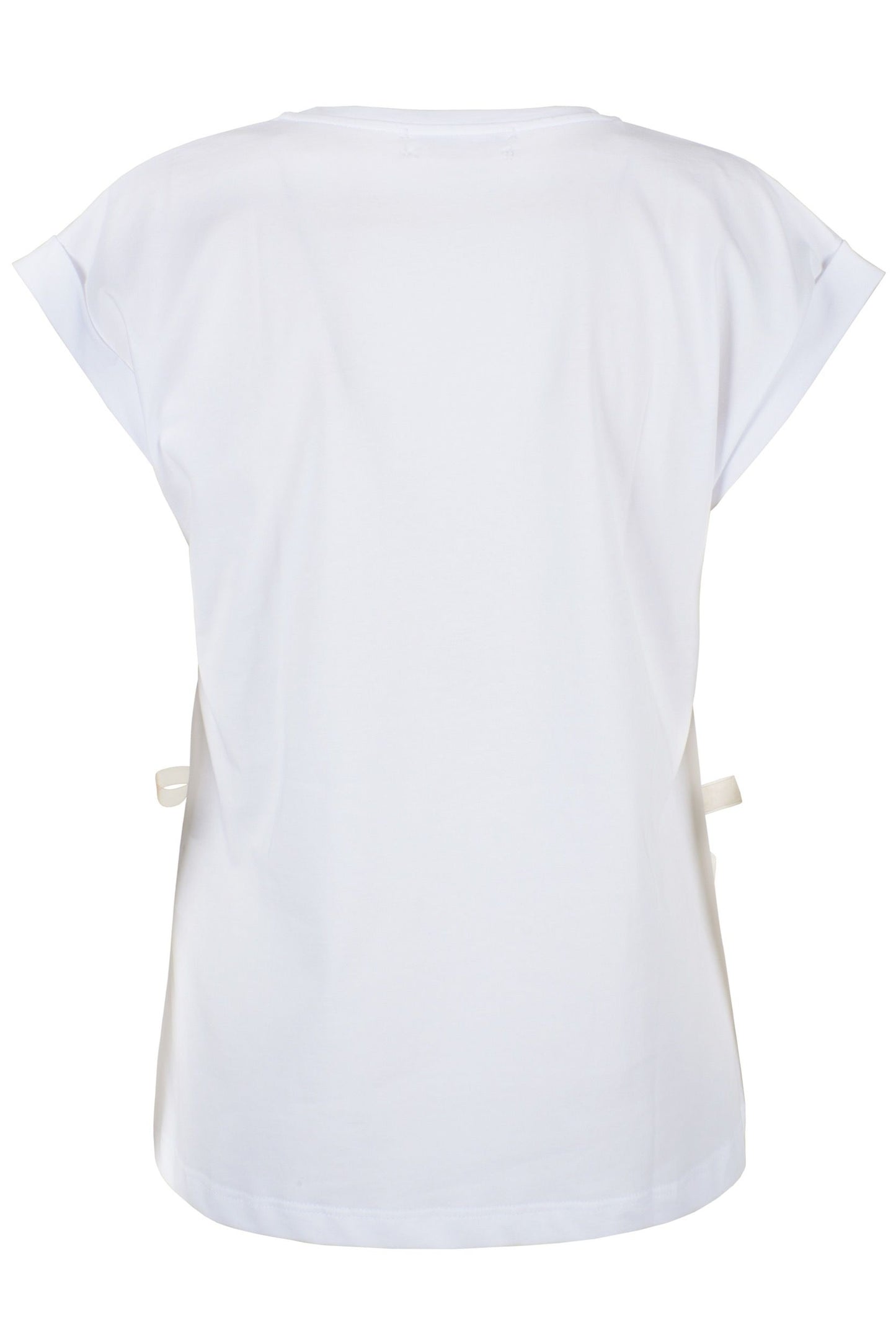 Yes Zee Chic White Cotton Tee with Signature Detail