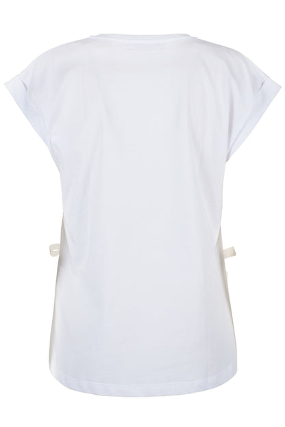 Yes Zee Chic White Cotton Tee with Signature Detail