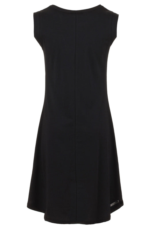 Imperfect Elegant Black Logo Cotton Dress