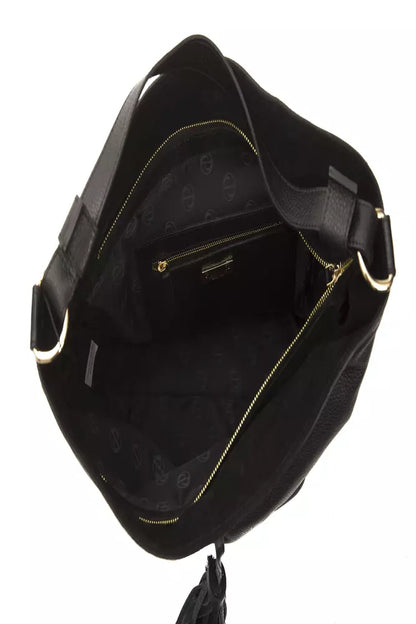 Pompei Donatella Elegant Leather Shoulder Bag in Timeless Black