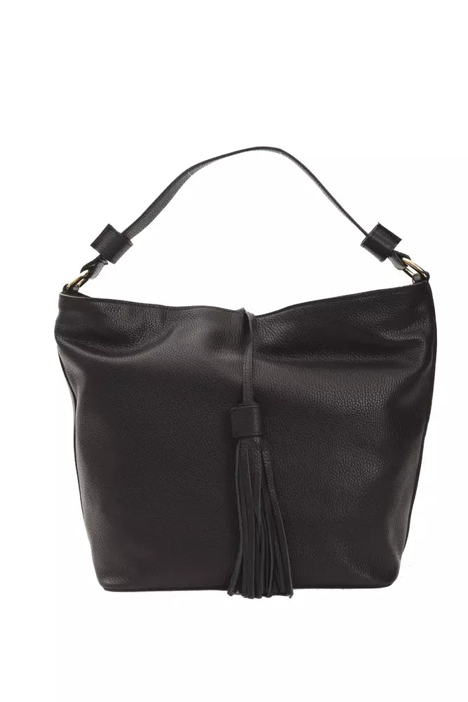 Pompei Donatella Elegant Leather Shoulder Bag in Timeless Black