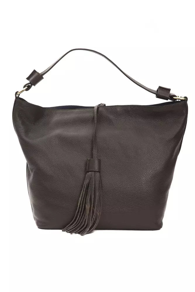 Pompei Donatella Elegant Leather Shoulder Bag in Earthy Brown