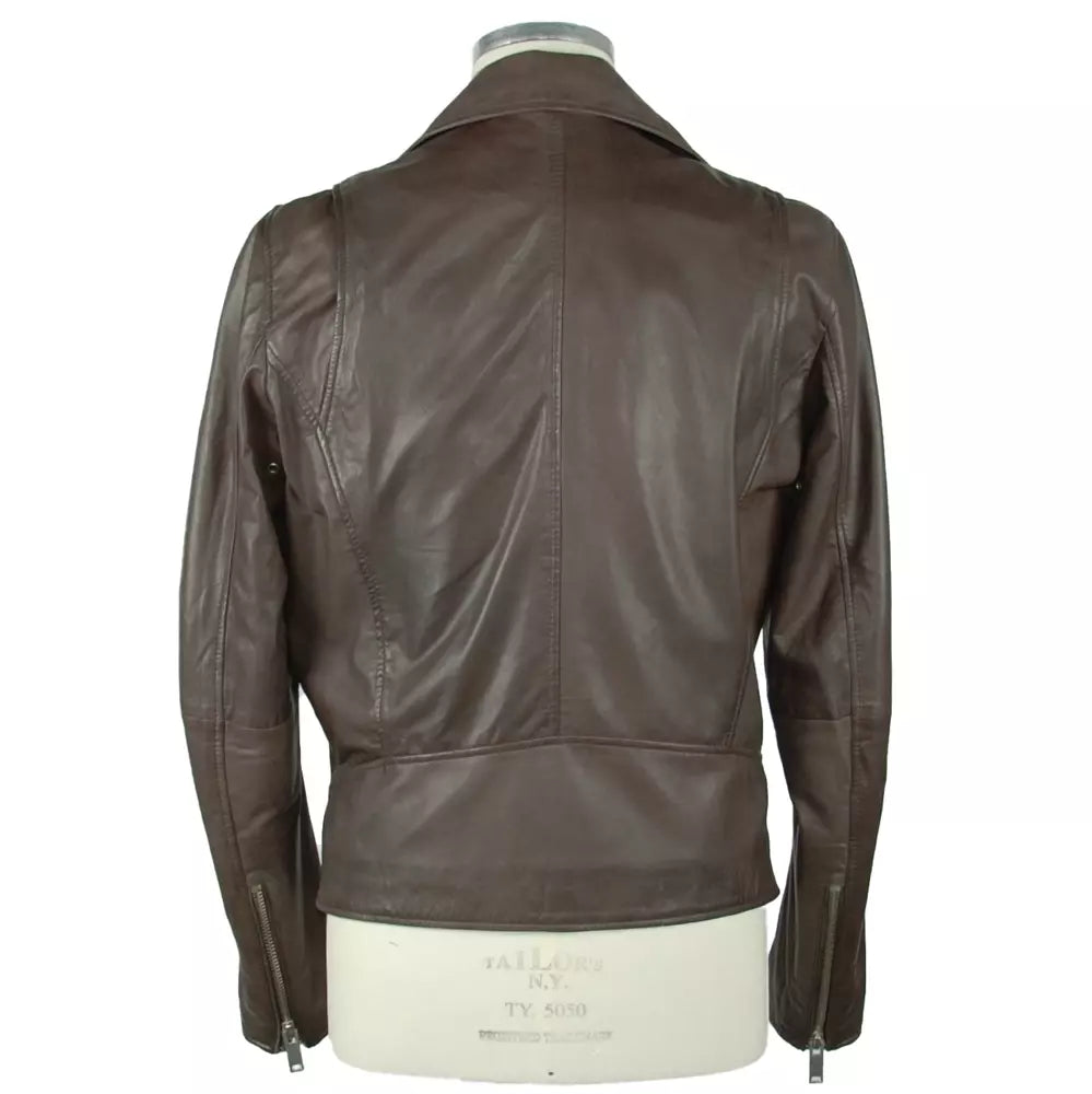 Emilio Romanelli Refined Brown Leather Jacket