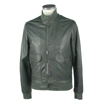 Emilio Romanelli Elegant Green Leather Jacket